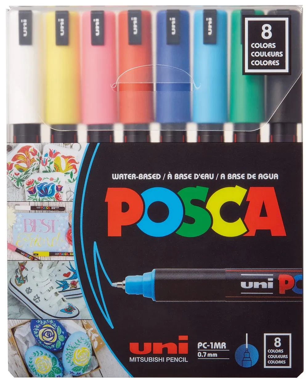 Набор маркеров POSCA, 0,7 мм, 8 шт Uni (PC-1MR 8C) - Фото 1